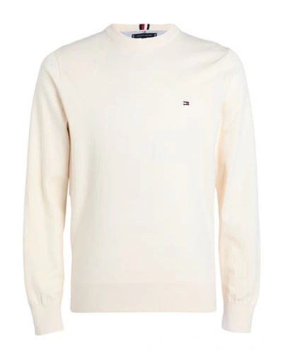 Tommy Hilfiger Man Sweater Cream Size L Cotton, Polyester In White