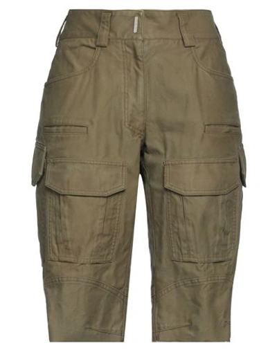 Givenchy Woman Shorts & Bermuda Shorts Military Green Size 8 Cotton