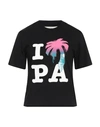 Palm Angels Printed Crewneck T-shirt In Black