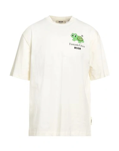 Msgm Man T-shirt Cream Size L Cotton In White