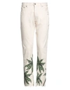 PALM ANGELS PALM ANGELS MAN PANTS OFF WHITE SIZE 34 COTTON, SOFT LEATHER