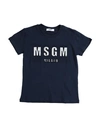 Msgm Toddler Girl T-shirt Navy Blue Size 6 Cotton In Navy Blue