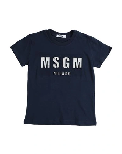 Msgm Babies'  Toddler Girl T-shirt Navy Blue Size 6 Cotton