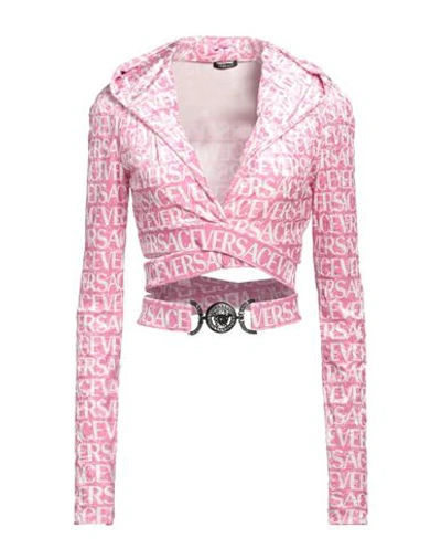Versace Woman Sweatshirt Pink Size 4 Polyester, Elastane
