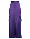 Versace Woman Pants Purple Size 6 Viscose In Bright Dark Orchid