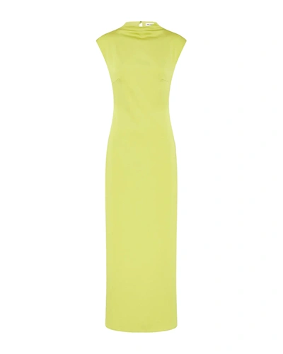 Anna Quan Estelle High-neck Satin Slip Gown In Green