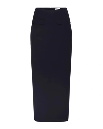 Anna Quan Nadia Wool-blend Tailored Maxi Skirt In Black