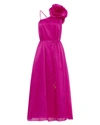 Aje Quintessa Linen And Silk Sleeveless Flower Midi Dress In Pink