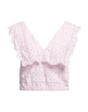 Ganni Broderie Anglaise Rhythm Collar Top In Pink
