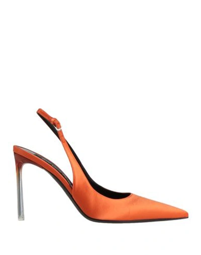 Sergio Rossi Woman Pumps Orange Size 8 Textile Fibers