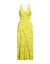 Ganni Woman Maxi Dress Acid Green Size 6 Cotton, Polyamide, Elastane