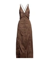 Ganni Woman Maxi Dress Brown Size 2 Cotton, Polyamide, Elastane