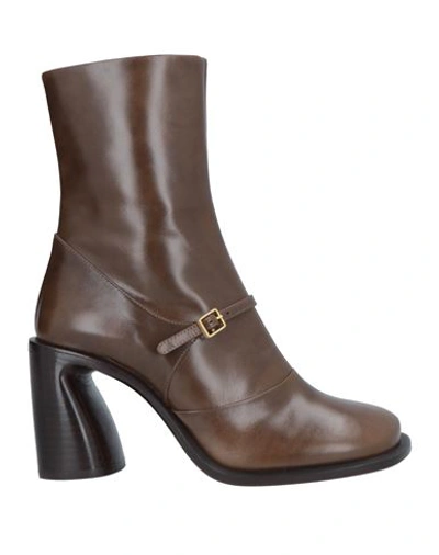 Rochas Woman Ankle Boots Brown Size 8 Soft Leather