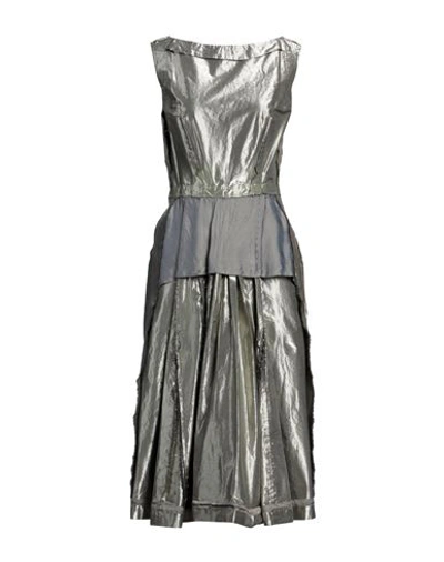 Maison Margiela Woman Midi Dress Platinum Size 10 Cotton, Polyester In Grey