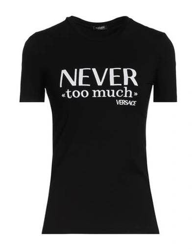 Versace Woman T-shirt Black Size 6 Viscose, Elastane, Polyester