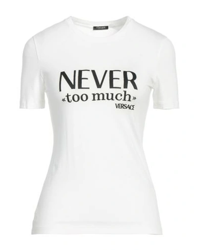 Versace Woman T-shirt White Size 6 Viscose, Elastane, Polyester