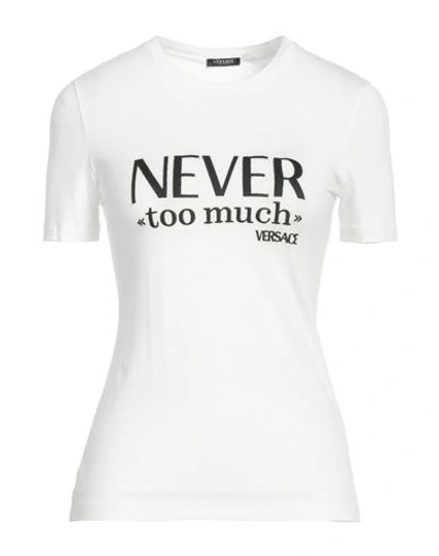 Versace Woman T-shirt White Size 4 Cotton, Polyester