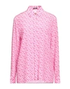 Versace Woman Shirt Pink Size 10 Silk In Pink