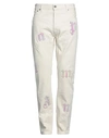 PALM ANGELS PALM ANGELS MAN JEANS IVORY SIZE 34 COTTON, SOFT LEATHER, POLYAMIDE