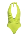 Leslie Amon Woman One-piece Swimsuit Acid Green Size S Polyamide, Elastane
