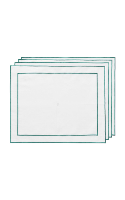 Tiffany & Co Set-of-four Embroidered Linen Placemats In Blue