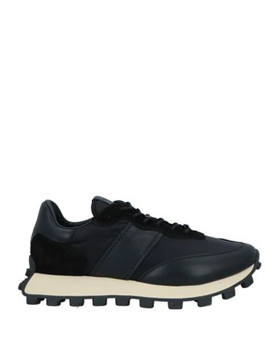 Tod's Man Sneakers Black Size 12 Leather, Textile Fibers In Black