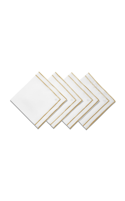 Tiffany & Co Set-of-four Embroidered Linen Placemats In Gold