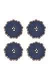 TIFFANY & CO SET-OF-FOUR VALSE BLEUE EMBROIDERED LINEN COASTERS