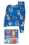 Books To Bed Kids' 'llama Llama Red Pajama' Fitted Two-piece Pajamas & Book Set In Blue
