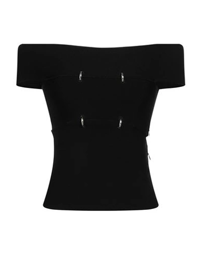 ALEXANDER MCQUEEN ALEXANDER MCQUEEN WOMAN TOP BLACK SIZE L VISCOSE, POLYESTER, POLYAMIDE, ELASTANE
