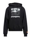 HERON PRESTON HERON PRESTON MAN SWEATSHIRT BLACK SIZE L COTTON, ELASTANE