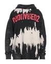 Dsquared2 Reverse Logo-print Bleached Hoodie In Black