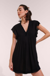Poupette St Barth Sasha Flutter Sleeve Mini Dress In Black
