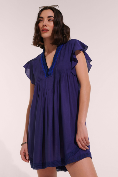 Poupette St Barth Mini Dress Sasha In Royal Blue