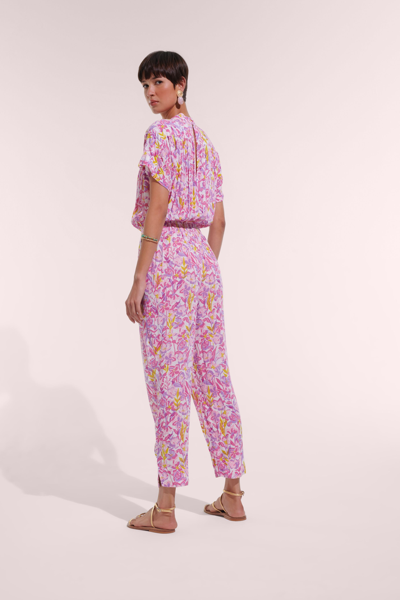 Poupette St Barth Long Jumpsuit Becky In Pink Shadow