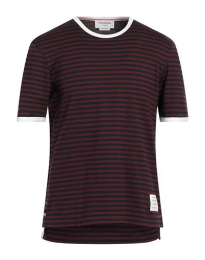 Thom Browne Man T-shirt Burgundy Size 2 Cotton In Red