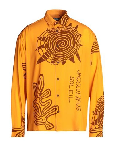 Jacquemus Man Shirt Orange Size 38 Viscose