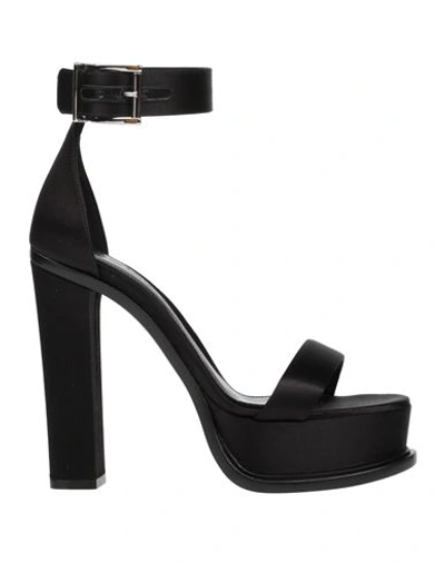 Alexander Mcqueen Woman Sandals Black Size 9 Textile Fibers
