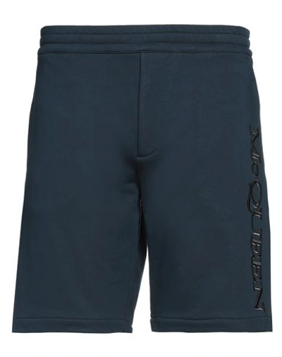 Alexander Mcqueen Man Shorts & Bermuda Shorts Navy Blue Size L Cotton, Elastane, Viscose, Polyester In Navy Blue