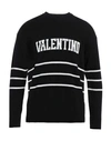Valentino Logo-intarsia Crew-neck Jumper In Black