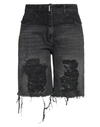 Givenchy Distressed Denim Bermuda Shorts In Black