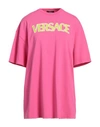 Versace Woman T-shirt Fuchsia Size 6 Cotton, Elastane In Pink