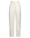 PALM ANGELS PALM ANGELS WOMAN PANTS IVORY SIZE 4 POLYESTER, VIRGIN WOOL, COTTON