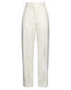 Palm Angels Woman Pants Ivory Size 6 Polyester, Virgin Wool, Cotton In White