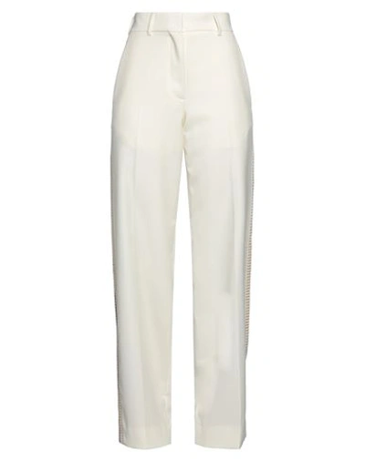 Palm Angels Woman Pants Ivory Size 4 Polyester, Virgin Wool, Cotton In White