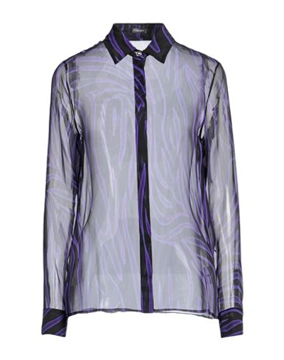 Versace Woman Shirt Purple Size 8 Silk