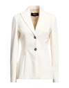 Rochas Woman Blazer Ivory Size 6 Cotton, Elastane In White
