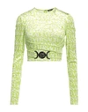 Versace Woman Top Lime Green Size 8 Polyester, Elastane In Green
