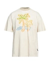 Palm Angels Man T-shirt Beige Size L Cotton, Polyester In Beige