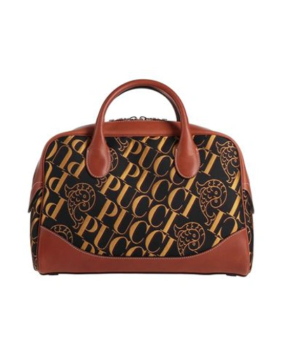 Emilio Pucci Pucci Woman Handbag Brown Size - Polyester, Calfskin